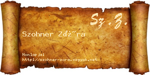 Szohner Zóra névjegykártya
